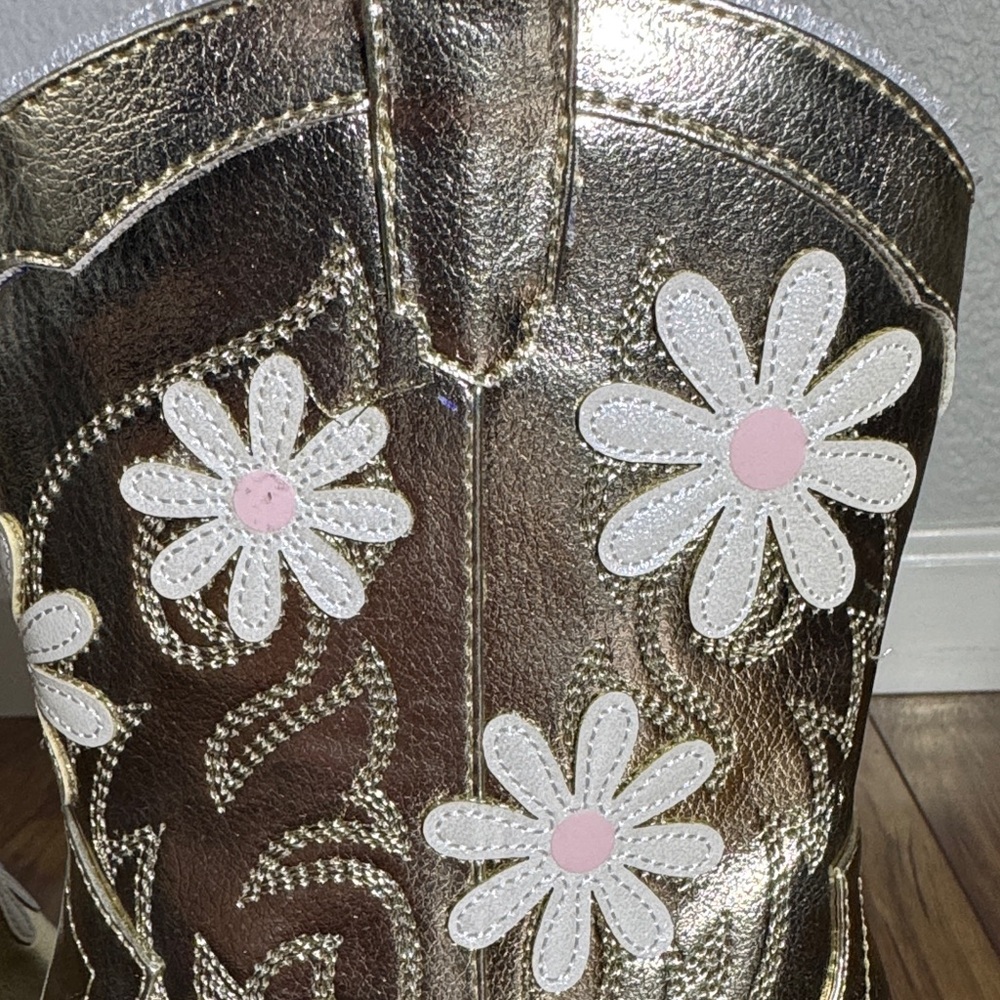 Betsey Johnson Women’s Teddy Gold Heeled Boots with Floral Design - Picture 11 of 13